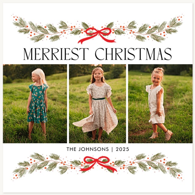 Evergreen Garland Personalized Holiday Cards