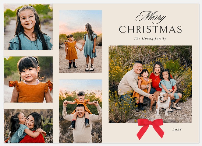 Bow Scrapbook Holiday Photo Cards