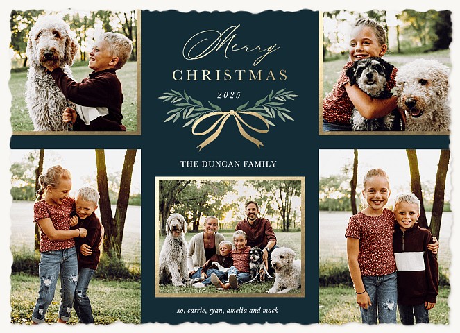 Gilded Bow Personalized Holiday Cards