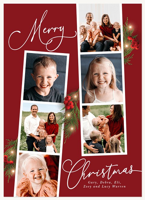 Holly Photo Strips Personalized Holiday Cards