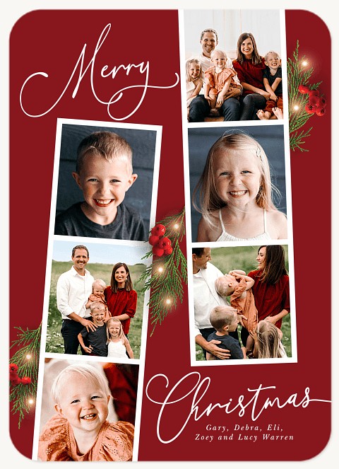 Holly Photo Strips Christmas Cards