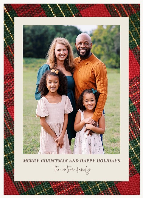 Plaid Fabric Personalized Holiday Cards