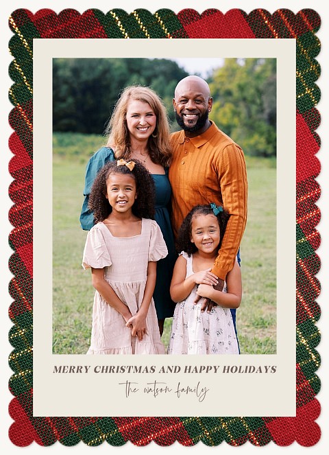 Plaid Fabric Personalized Holiday Cards