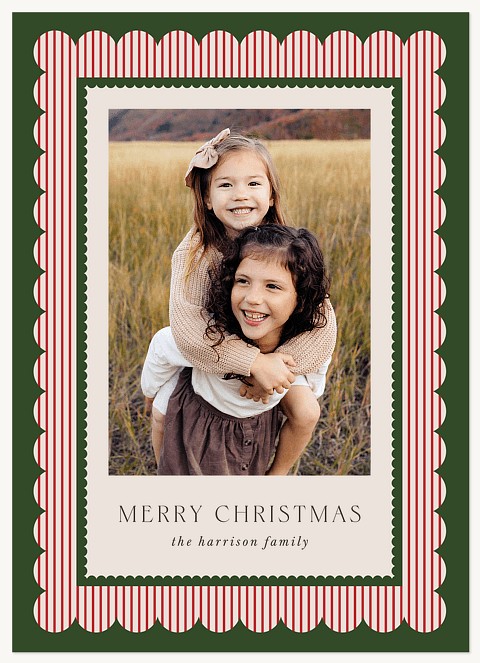 Stripes & Scallops Personalized Holiday Cards