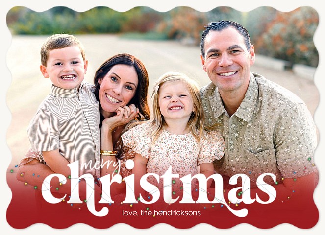 Flocked Pines Personalized Holiday Cards