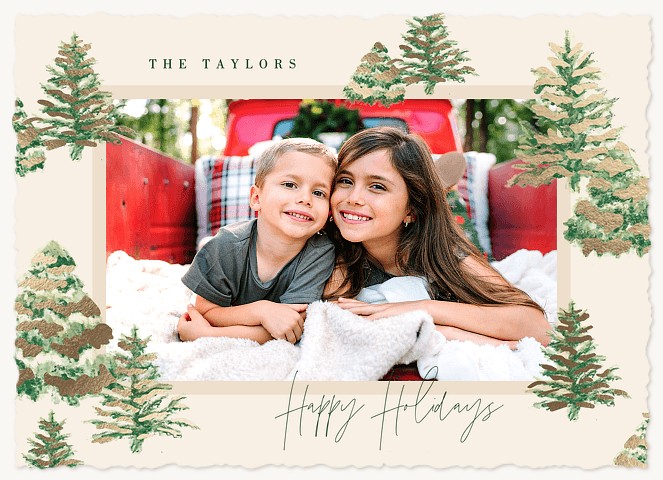 Gilded Trees Personalized Holiday Cards