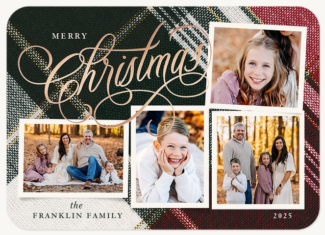Textured Plaid Personalized Holiday Cards