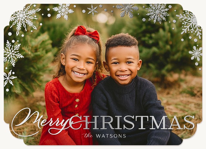 Metallic Snowflakes Personalized Holiday Cards