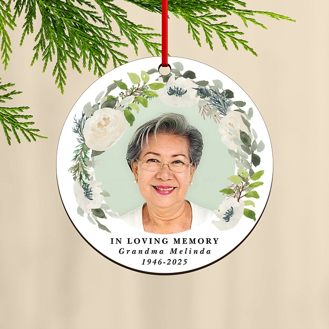 Floral Memory Custom Ornaments