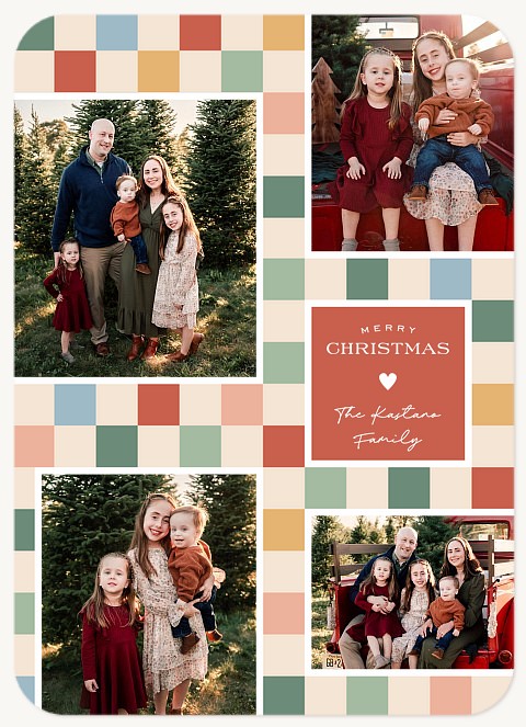 Boho Checkers Personalized Holiday Cards