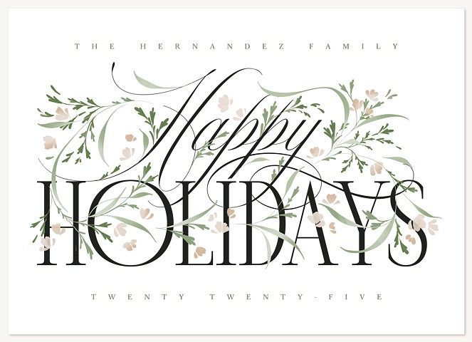 Blooming Script Personalized Holiday Cards