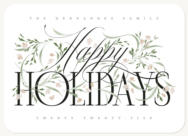 Blooming Script Personalized Holiday Cards