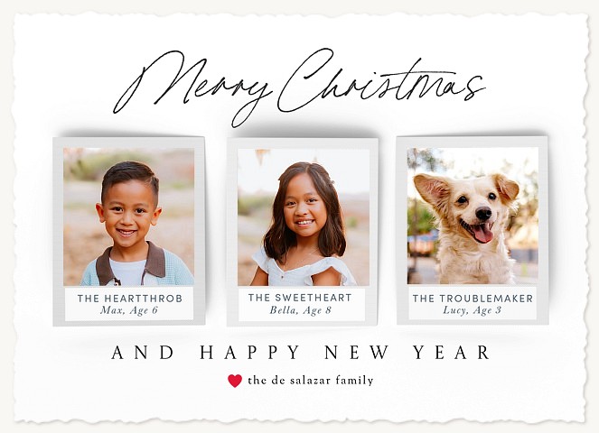 Family Pet Polaroids Personalized Holiday Cards