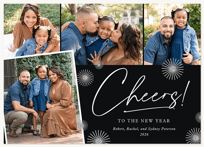 Glittery Poms Personalized Holiday Cards