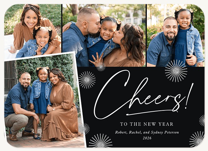 Glittery Poms Personalized Holiday Cards
