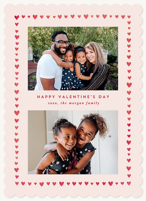 Dotted Heart Border Valentines Cards
