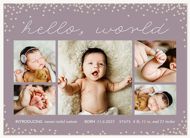 Hello Confetti Baby Announcements