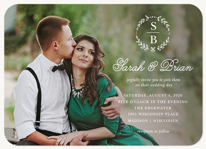 Monogram Wreath Wedding Invitations