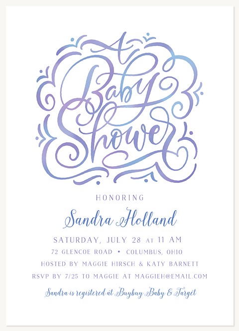Watercolor Flourishes Baby Shower Invites