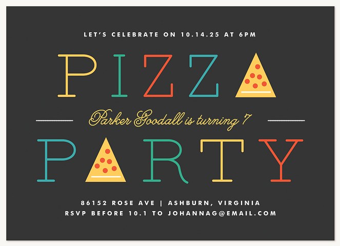 Pizza Pizza Boy Birthday Party Invitations