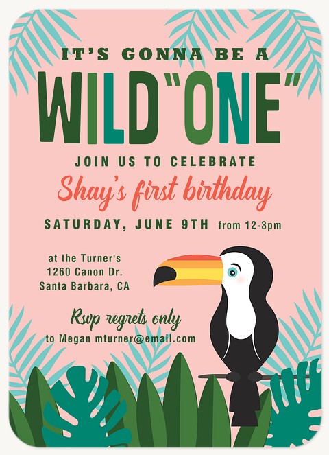 Wild Toucan First Birthday Invitations
