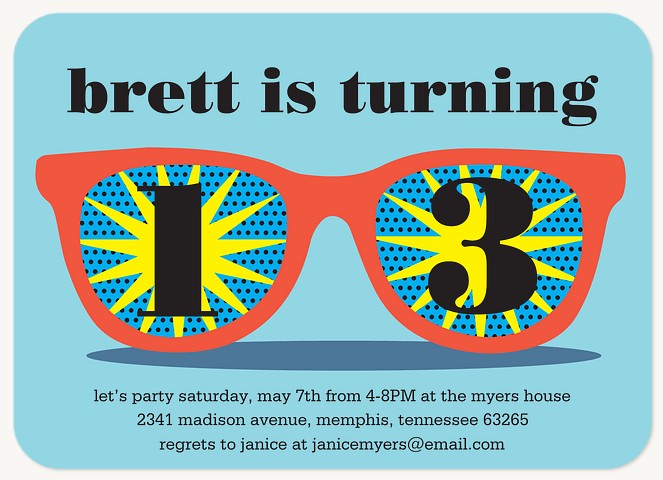 Spectacular Shades Boy Birthday Party Invitations