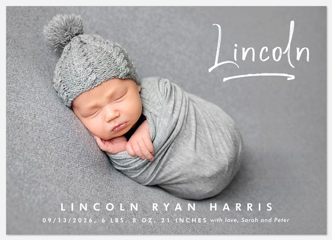 Written Name Baby Birth Announcements