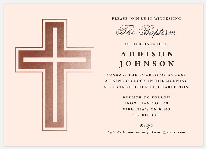 Classic Crucifix Baptism Christening Invitations