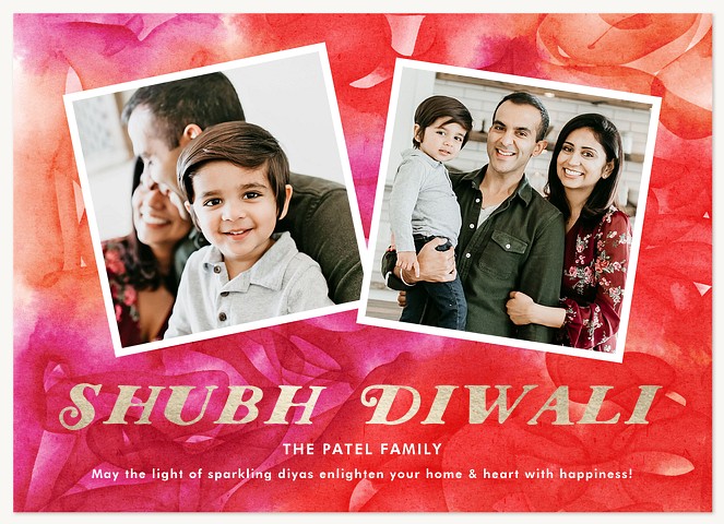 Watercolor Blooms Diwali Holiday Cards