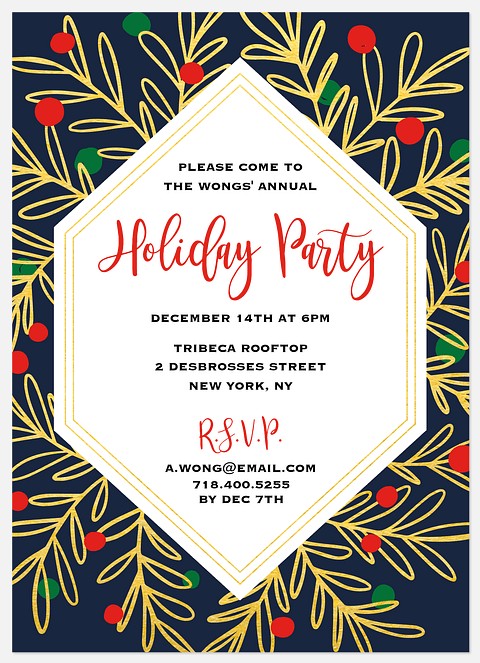 Joyful Foliage Holiday Party Invitations