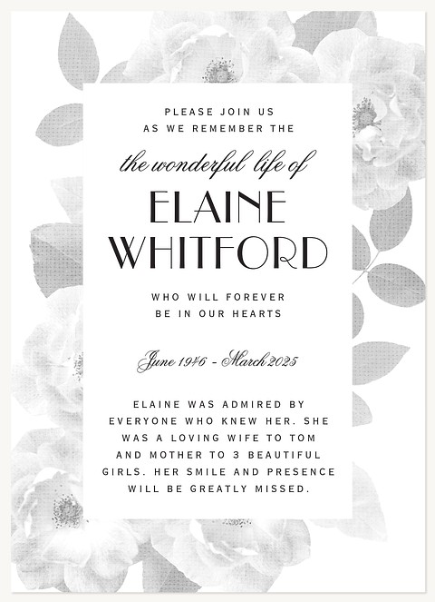 Linen Roses Memorial & Sympathy Cards