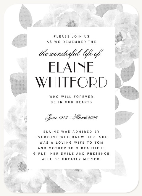 Linen Roses Memorial & Sympathy Cards