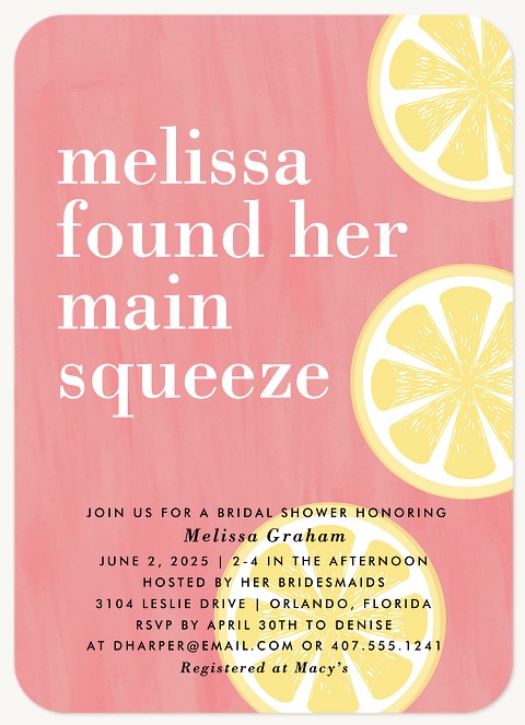 Main Squeeze Bridal Shower Invitations