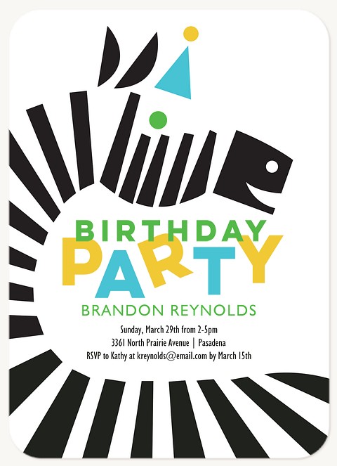 Zebra Stripes Boy Birthday Party Invitations