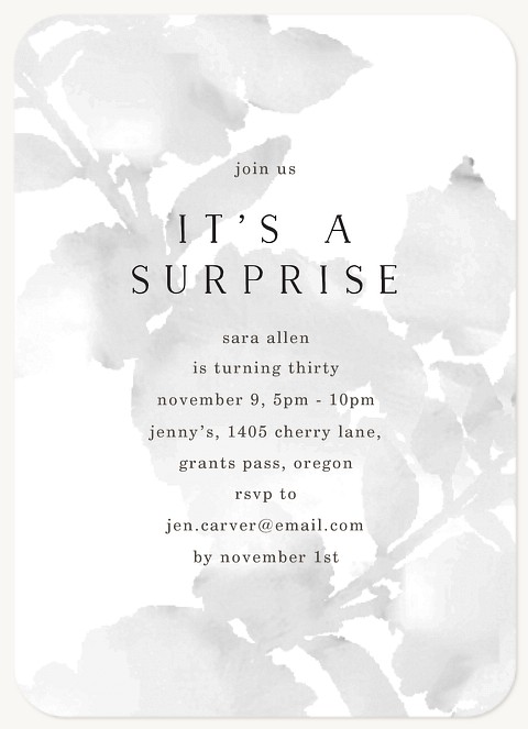 Smokey Watercolor Adult Birthday Party Invitations