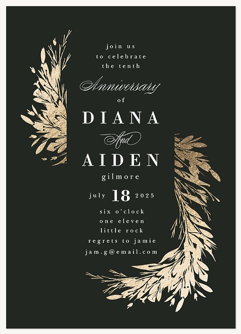 Gilded Greenery Wedding Anniversary Invitations