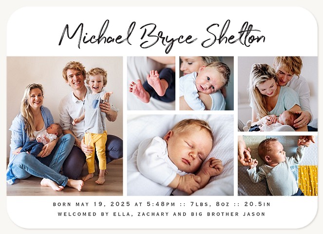 Boldy Written Baby Announcements