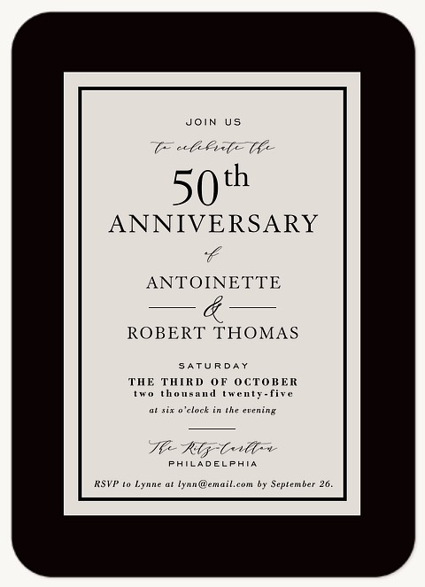 Sophisticated Wedding Anniversary Invitations
