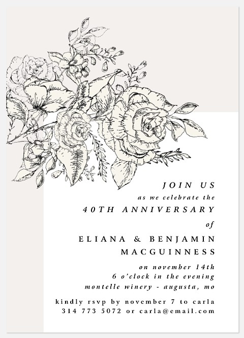 Sketched Floral Anniversary Invitations