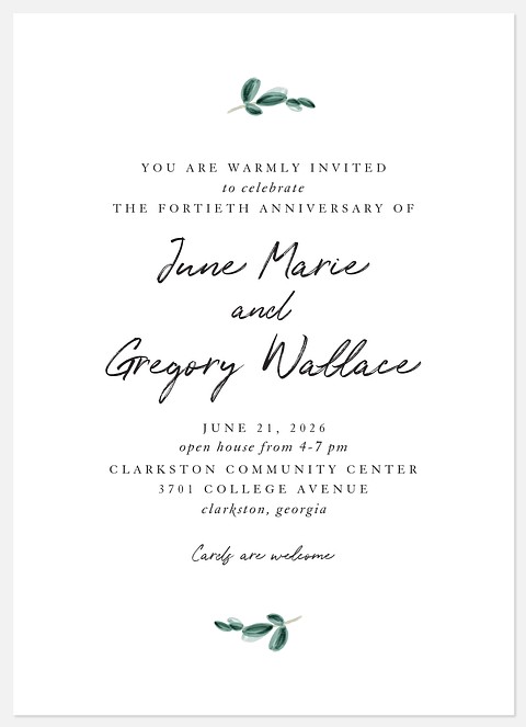 Simple Sprig Anniversary Invitations