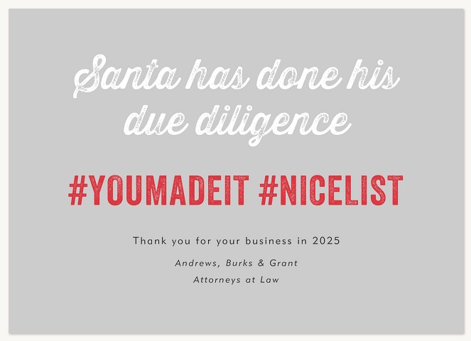 Due Diligence Business Holiday Cards