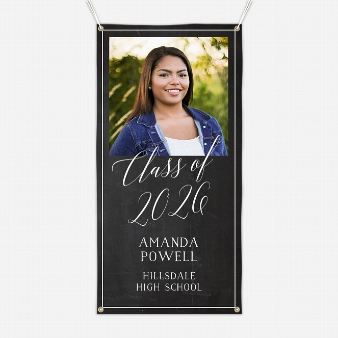Elegant Chalkboard Graduation Photo Banner  Graduation Banners