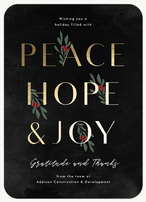 Peace Hope  Joy Business Holiday Cards
