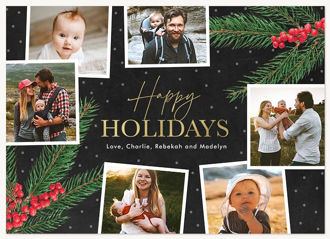 Dots & Holly Personalized Holiday Cards