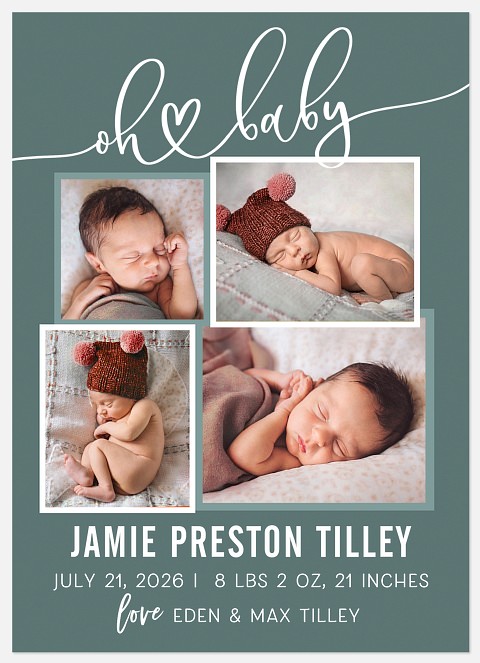 Sweet Collage Baby Birth Announcements