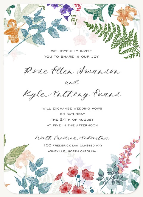 Vintage Wildflower Wedding Invitations