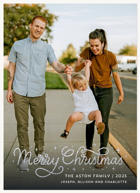 Silver Sparkles Personalized Holiday Cards