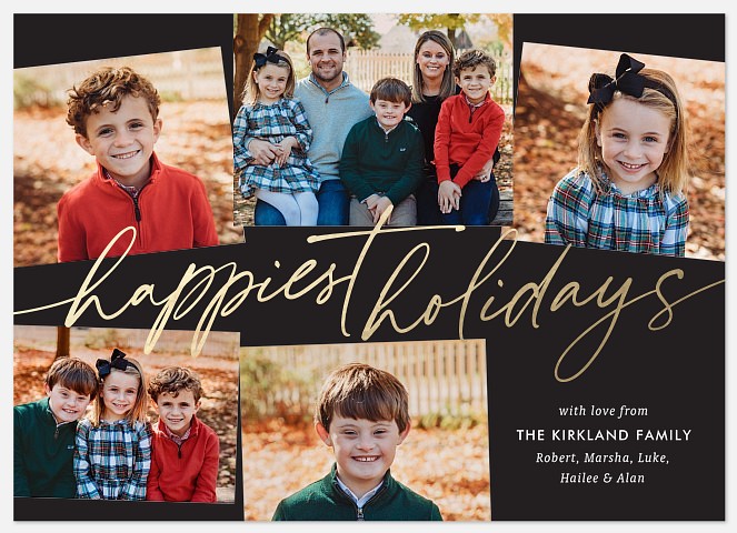 Metallic Script Holiday Photo Cards