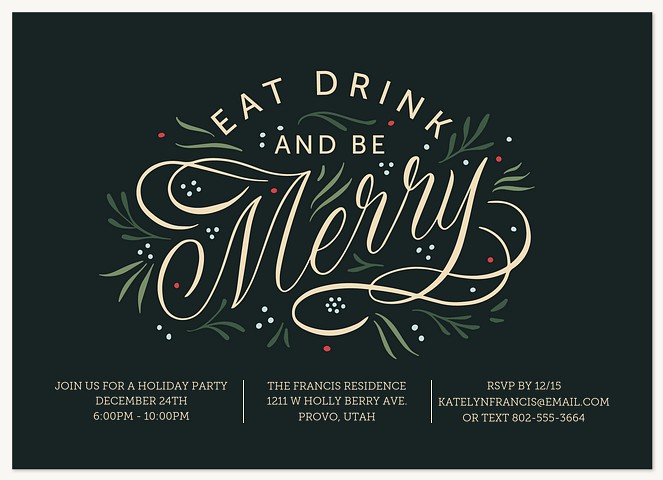 Festive Merry Holiday Party Invitations