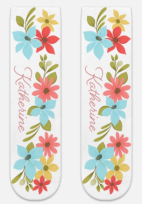 Bright Flowers Custom Socks